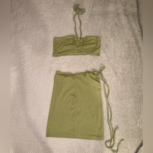 Medium Green Mini skirt set 💚